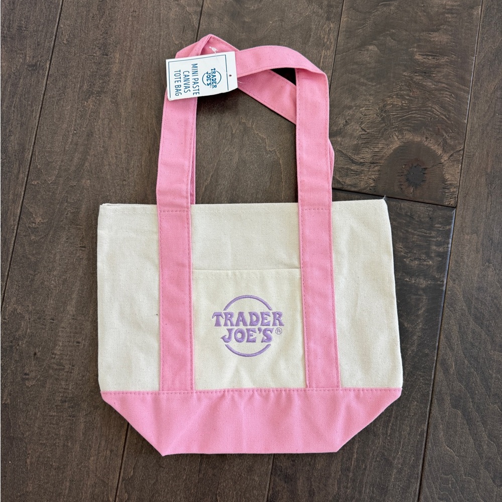 Trader Joe's Pink Pastel Mini Canvas Tote Bags 2025 LIMITED EDITION NWT